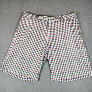 Peter Millar Chino Shorts‎ Mens 36 Multicolor Plaid Stretch Seersucker Golf